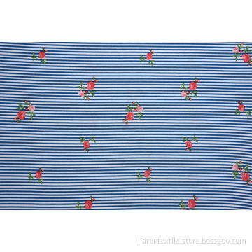 Blue Stripes Hot Sales Flower Pattern Printed Fabrics
